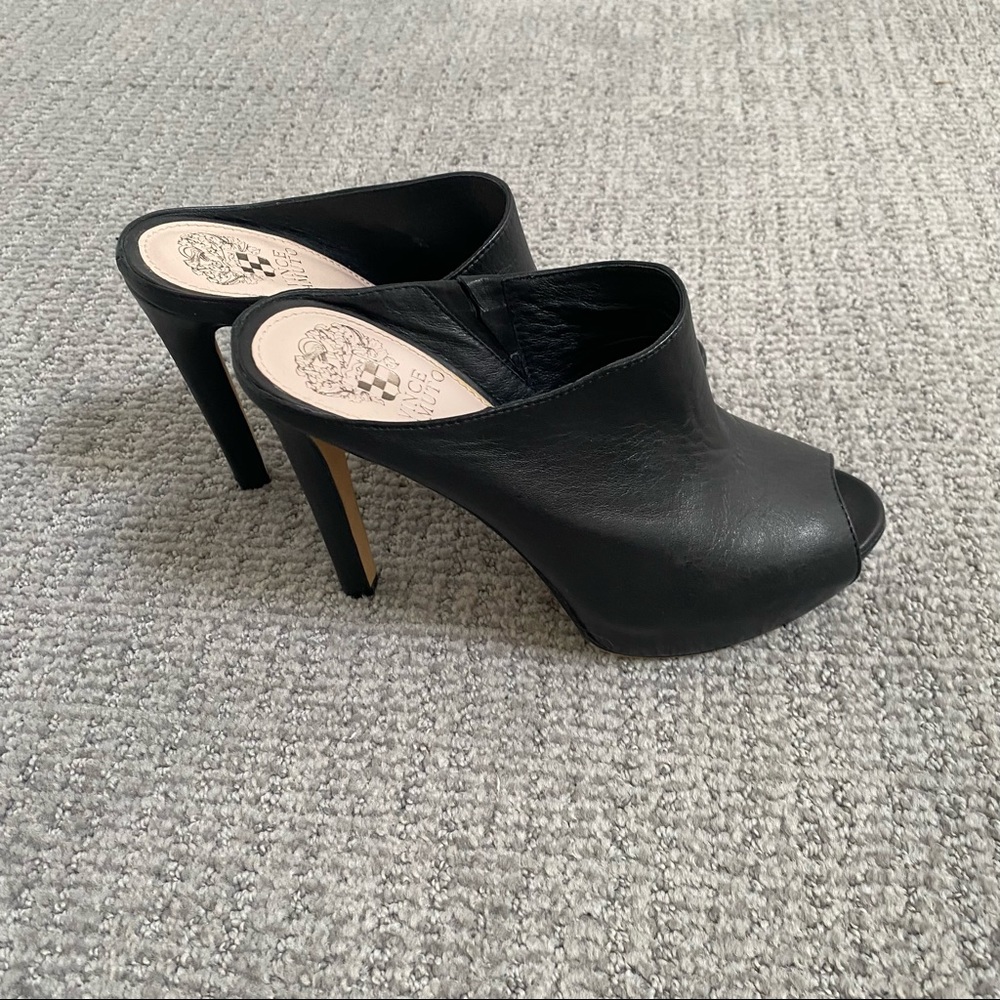 COPY - Vince Camuto black peep toe platform mules
